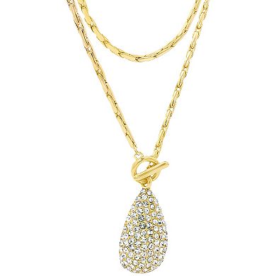 Emberly Teardrop Pave Glass Simulated Stone Necklace Set