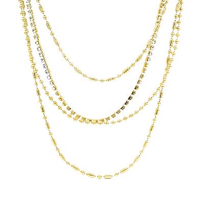 Emberly Multi Strand Beaded & Glass Simulated Stone Tennis Necklace