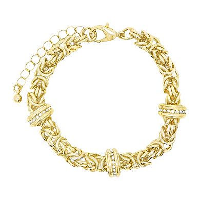 Emberly Gold-Tone Glass Simulated Stone Thick Weaved Bracelet