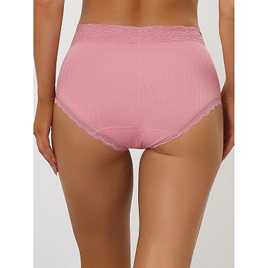Women's High Waist Underwear Tummy Control Comfortable Lace Ribbed Panties