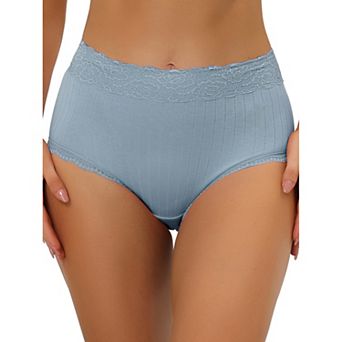 Women's High Waist Underwear Tummy Control Comfortable Lace Ribbed Panties