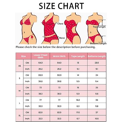 2 Sets Women's Floral Print Bandeau Bikini Sets, Tie Side Triangle Bottoms Swimwear Bathing Suits