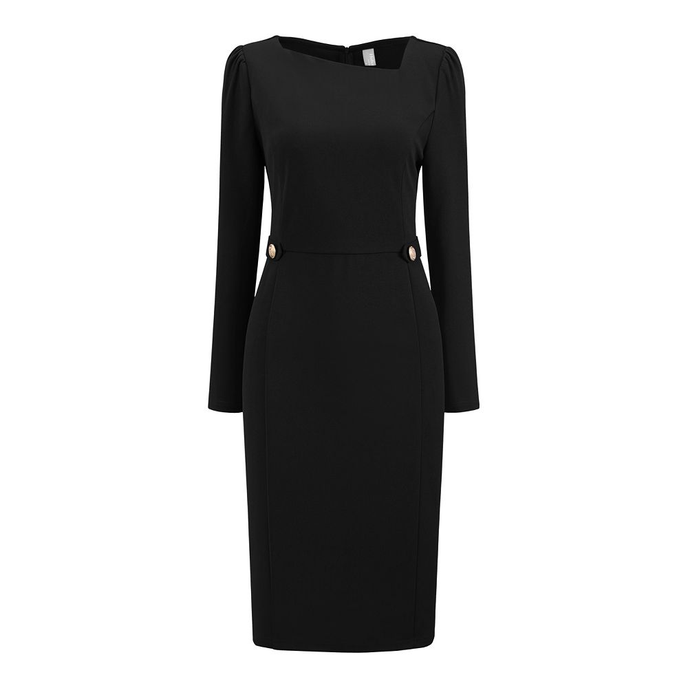 Women's Asymmetrical Neck Dress Semi Formal Dressy Long Sleeve Dresses