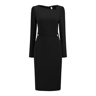 Women's Asymmetrical Neck Dress Semi Formal Dressy Long Sleeve Dresses