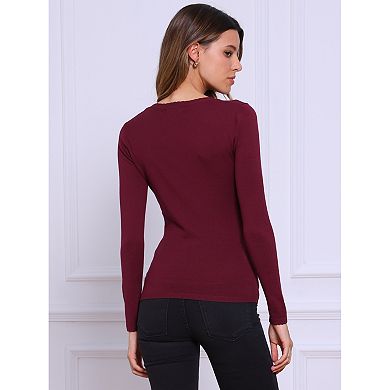 Square Neck Tops for Women's Long Sleeve Shirts Casual Top Fall Fashion Clothes Basic Tee Shirt