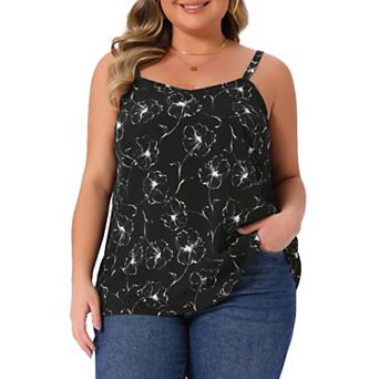 Plus Size Cami Tank Top for Women V Neck Sleeveless Adjustable Straps Floral Summer Tops