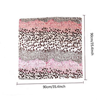Women's Square Satin Scarf with Mixed Animal Print Pattern and Lightweight Silky Texture