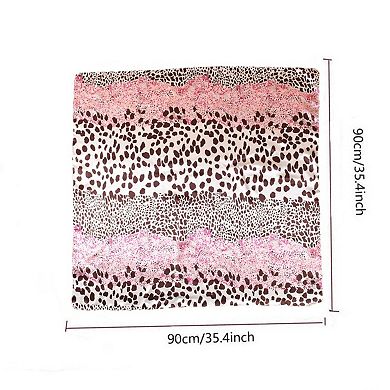 Women's Square Satin Scarf with Mixed Animal Print Pattern and Lightweight Silky Texture