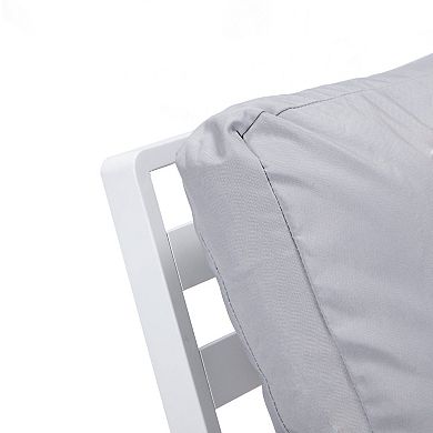 Leisuremod Walbrooke Outdoor Patio White Aluminum Armchairs With Cushions Set Of 2