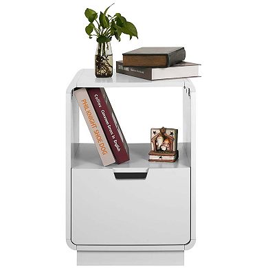 eHemco Contemporary Side Table End Table with Storage Drawer