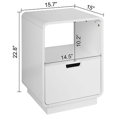 eHemco Contemporary Side Table End Table with Storage Drawer