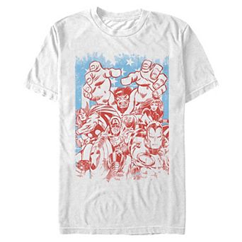 Men's Marvel Avengers Characters Americana Poster Graphic Tee