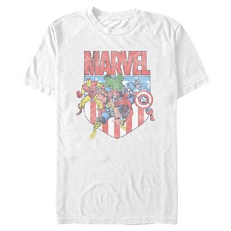 Men's Marvel Avengers Characters Americana Shield Graphic Tee