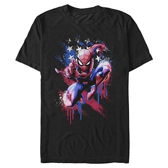 Men's Marvel Spider-Man Americana Paint Drip Graphic Tee