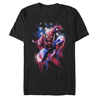 Men's Marvel Spider-Man Americana Paint Drip Graphic Tee