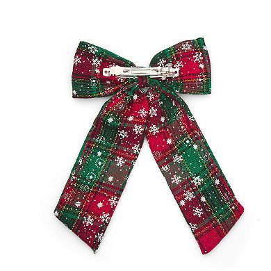Emberly Plaid Snowflake Bow Clip