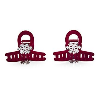 Emberly 2 pk Snowflake Velvet Claw Clips