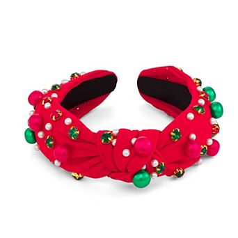 Emberly Holiday Simulated Pearl & Crystal-Embellished Knotted Headband