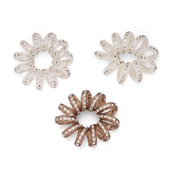 Emberly Rhinestone Coil Hair Tie 3 pk