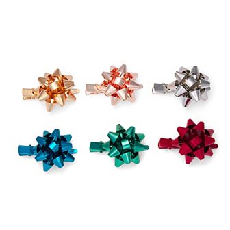 Emberly 6 pk Holiday Gift Bow Hair Clips
