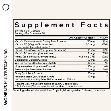 Codeage Women's Multivitamin, Vitamin A, C, D3, E, B6, B12, Folate, Calcium, Iron, Dong Quai, 30 ct