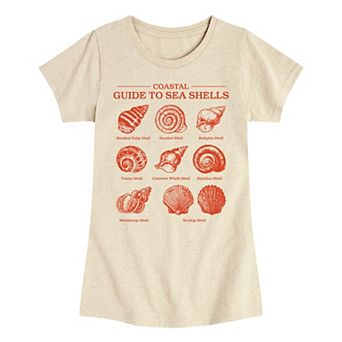 Girls 7-16 Coastal Guide to Sea Shells Graphic Tee