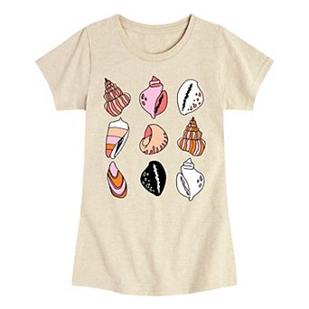 Girls 7-16 Sea Shells Grid Graphic Tee