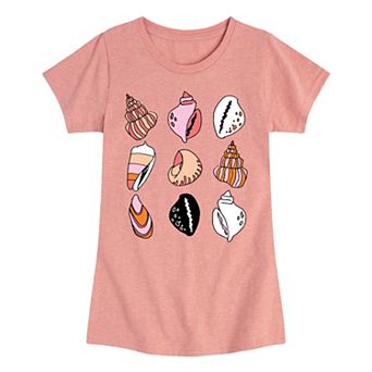 Girls 7-16 Sea Shells Grid Graphic Tee