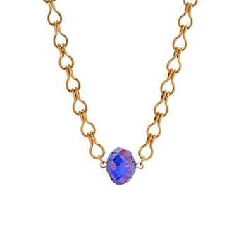 1928 Gold Tone Bead Pendant Necklace