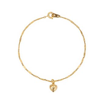 1928 Gold Tone Heart Bracelet
