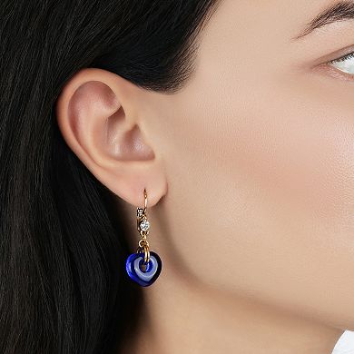 1928 Gold Tone Heart Drop Earrings