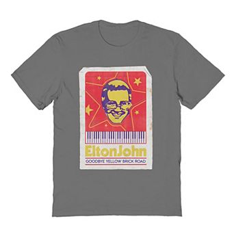 Men's Elton John Goodbye Yellow Brick Road Gray Graphic Tee