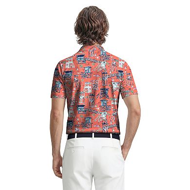 Men's Grand Slam Beach Scene Print Short Sleeve Golf Polo Shirt