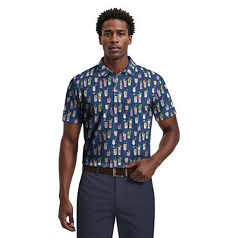 Men's Grand Slam Tropical Cocktail Print Short Sleeve Golf Polo
