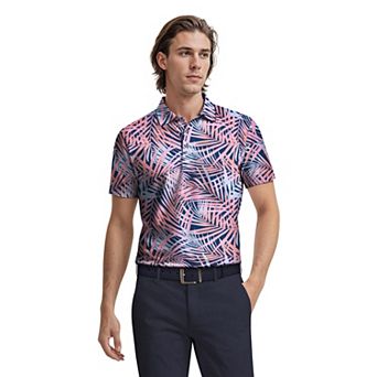 Men's Grand Slam Ombre Palm Print Short Sleeve Golf Polo Shirt