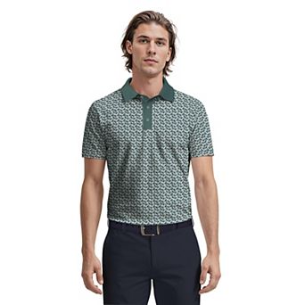 Men's Grand Slam Checkered Geo Print Short Sleeve Golf Polo