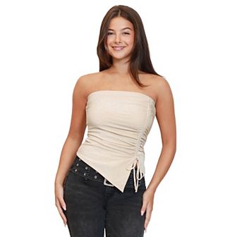 Juniors' madden girl Corset Stitch Scallop Edge Lace Trim Bustier