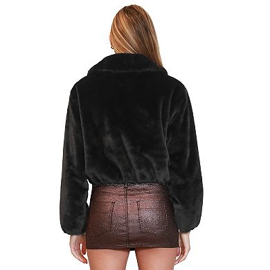 Juniors' Madden Girl Collared Zip-Front Bubble Faux Fur Jacket