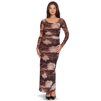 Juniors' madden girl Long Sleeve Off Shoulder Maxi Dress