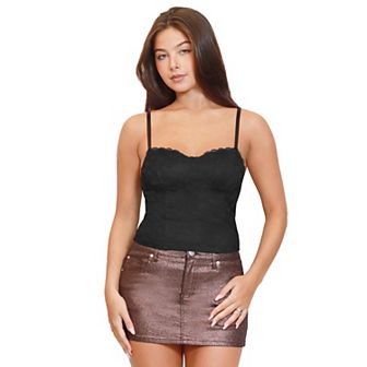 Juniors' Madden Girl Corset Stitch Scallop Edge Lace Trim Bustier