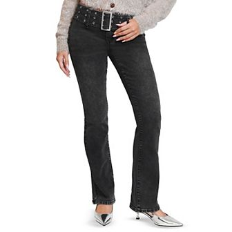 Juniors' Madden Girl Self Grommet Belt Bootcut Jeans
