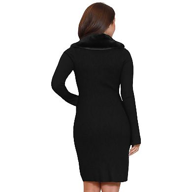 Juniors' madden girl Faux Fur Shawl Collar Button-Front Mini Dress