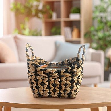 Neatly Checkered Natural Storage Basket Small