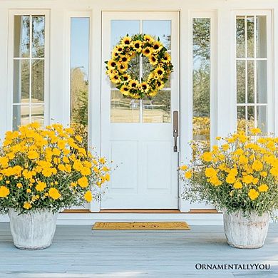 Sunflower Wreath for Front Door or Home, 20 Inches