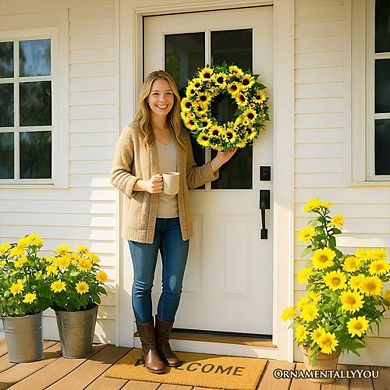 Sunflower Wreath for Front Door or Home, 20 Inches