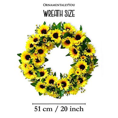 Sunflower Wreath for Front Door or Home, 20 Inches