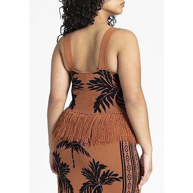 ELOQUII Women's Plus Size Fringe Crop Top