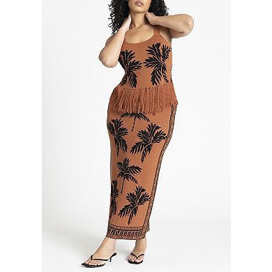 ELOQUII Women's Plus Size Fringe Crop Top