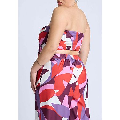 ELOQUII Women's Plus Size Tie Front Scarf Top