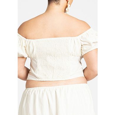 ELOQUII Women's Plus Size Shirred Maiden Top